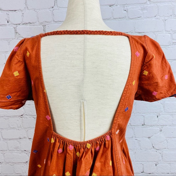 Free People Burnt Orange Embroidered Boho Dress - Picture 8 of 11